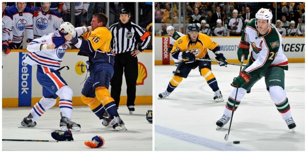 Rich Clune takes on Mike Brown, while SK74 tries to derail Ryan Suter.